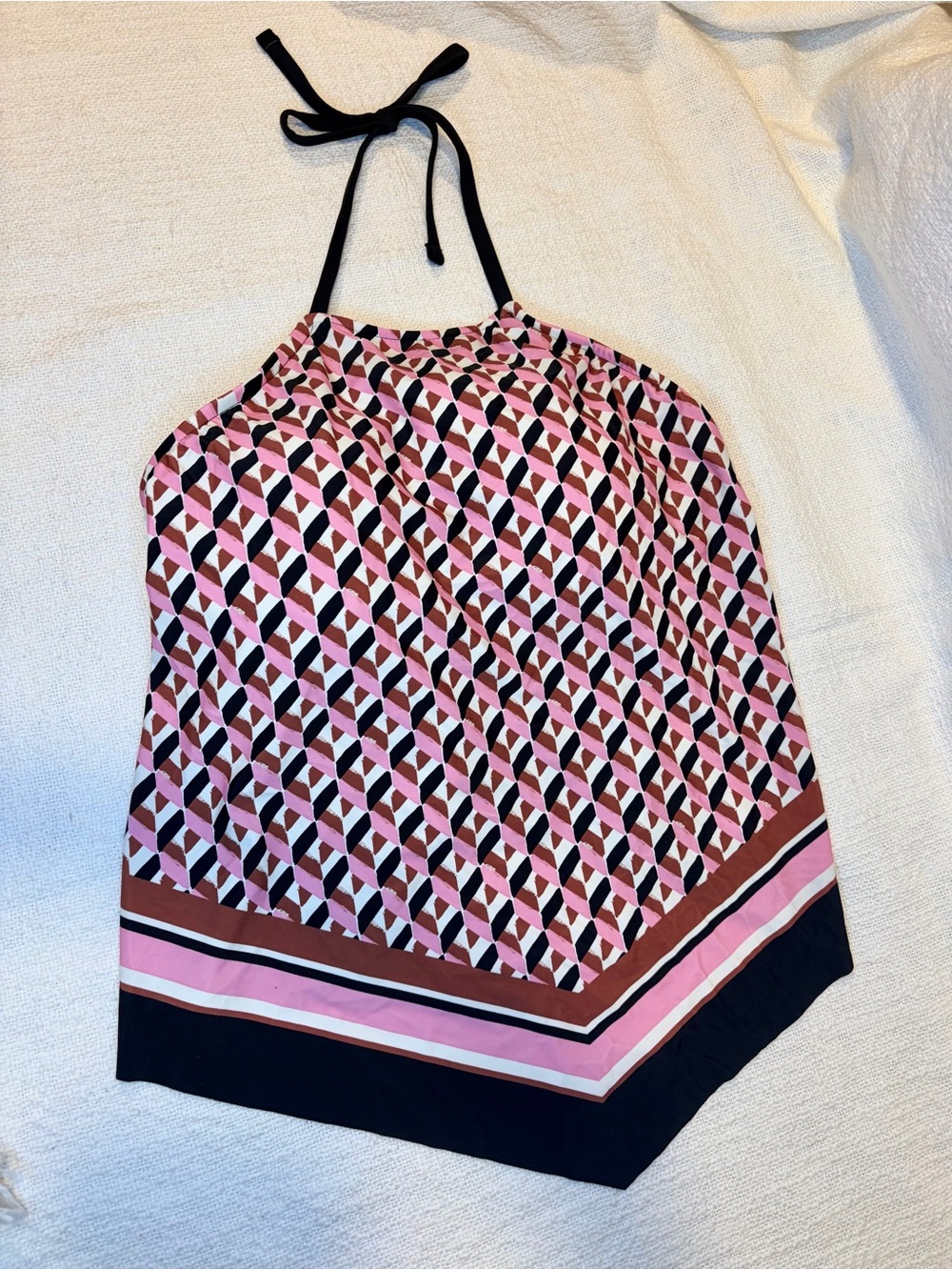 Kona Sol Pink, Black & Brown Geo-Print Halter Bikini Top
